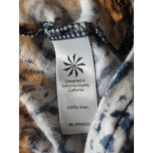 Athleta Newport Medallion Tank Top Womens Size Small V-Neck Linen Casual Loose - Picture 6 of 7